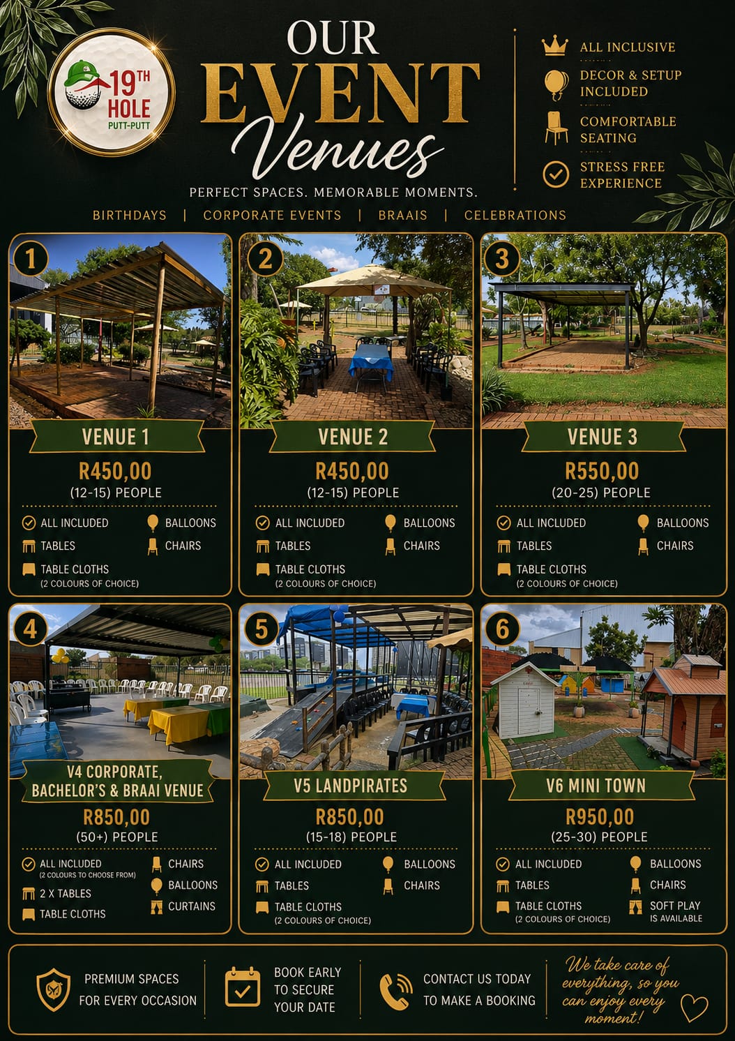 19th Hole event venues pricing and details